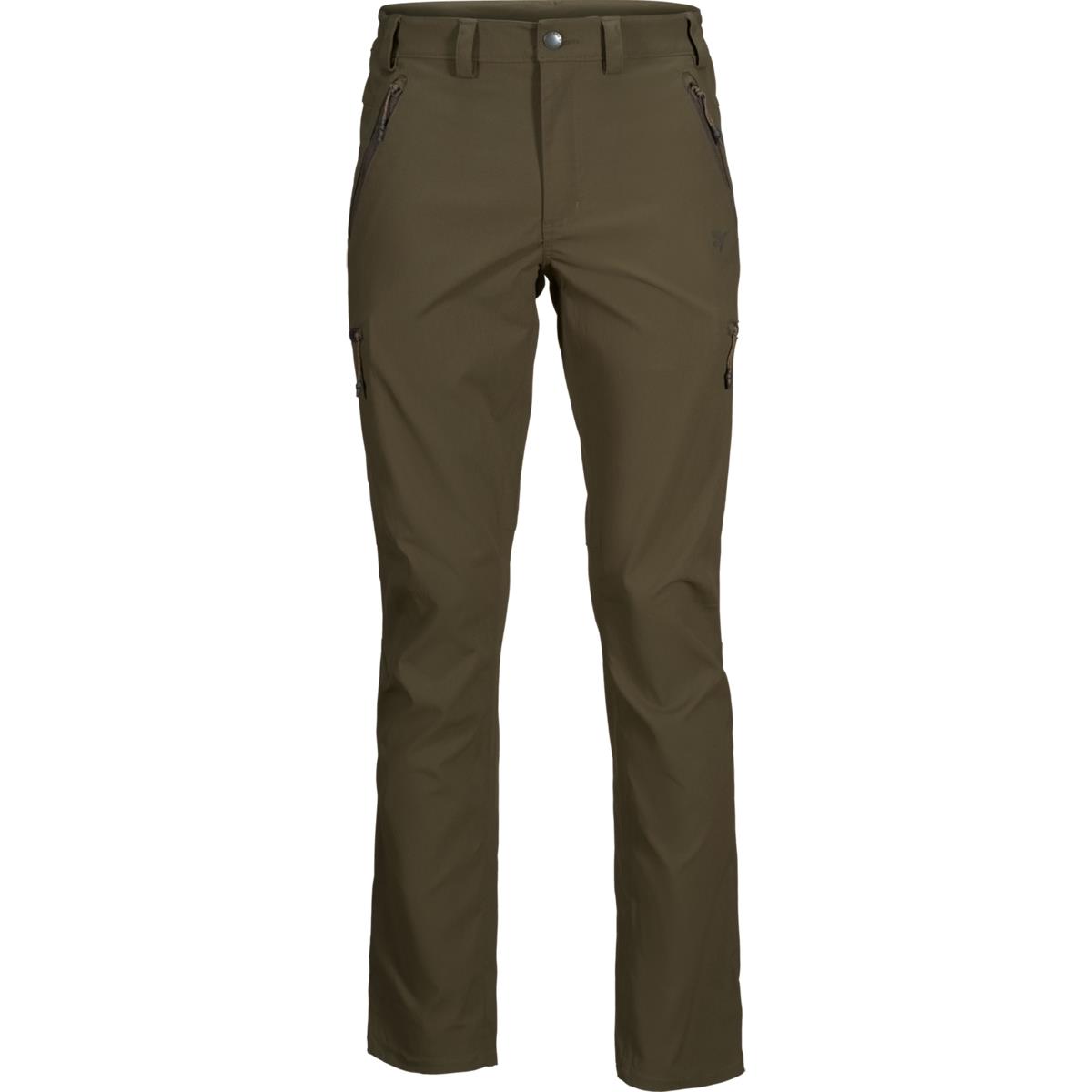 Do Seeland Men's Outdoor Stretch Trousers offer good flexibility? And what are the leg lengths?