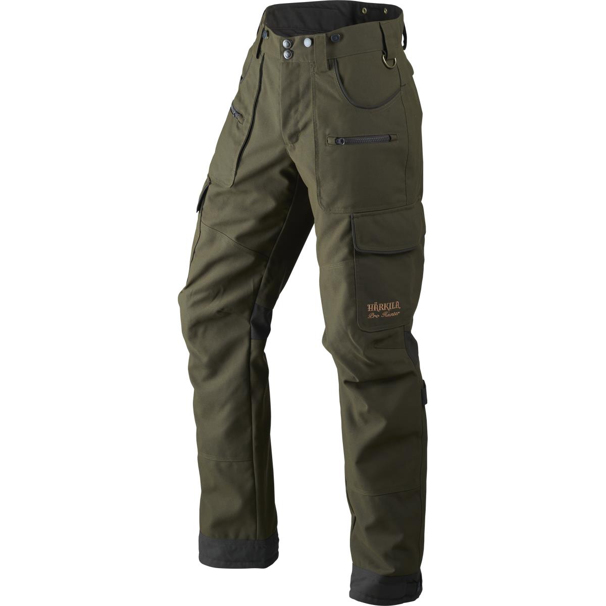 How do the Harkila Pro Hunter trousers fasten?