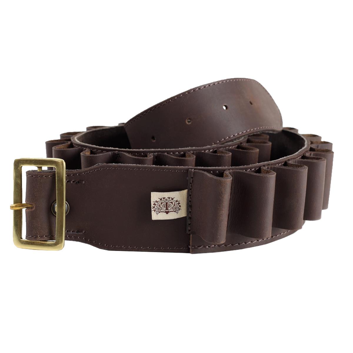 What kind of leather is used in the Teales Devonshire cartridge belt?