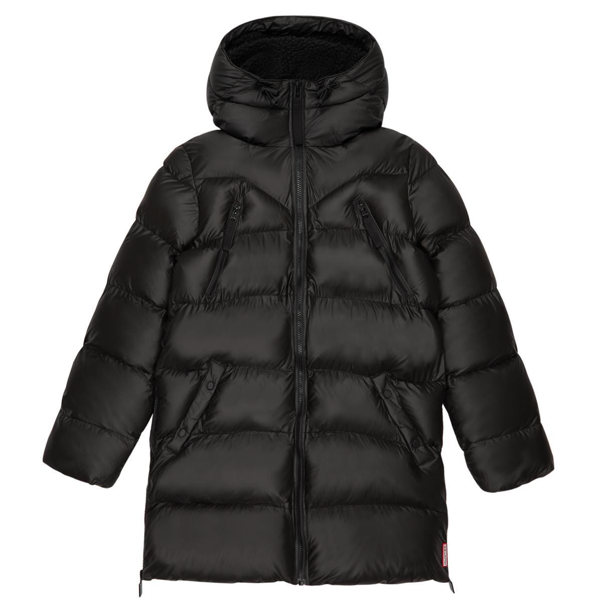 What adjustable feature does the Hunter puffer jacket include?