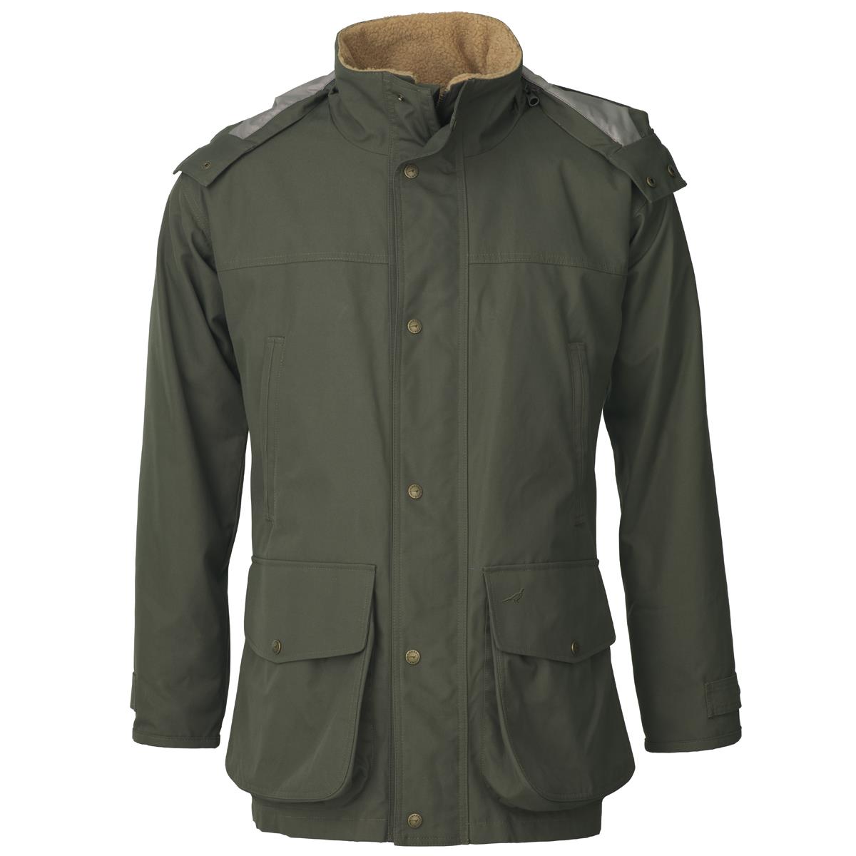 Does the Laksen Merlin coat have a two-way zip, and what's its material?