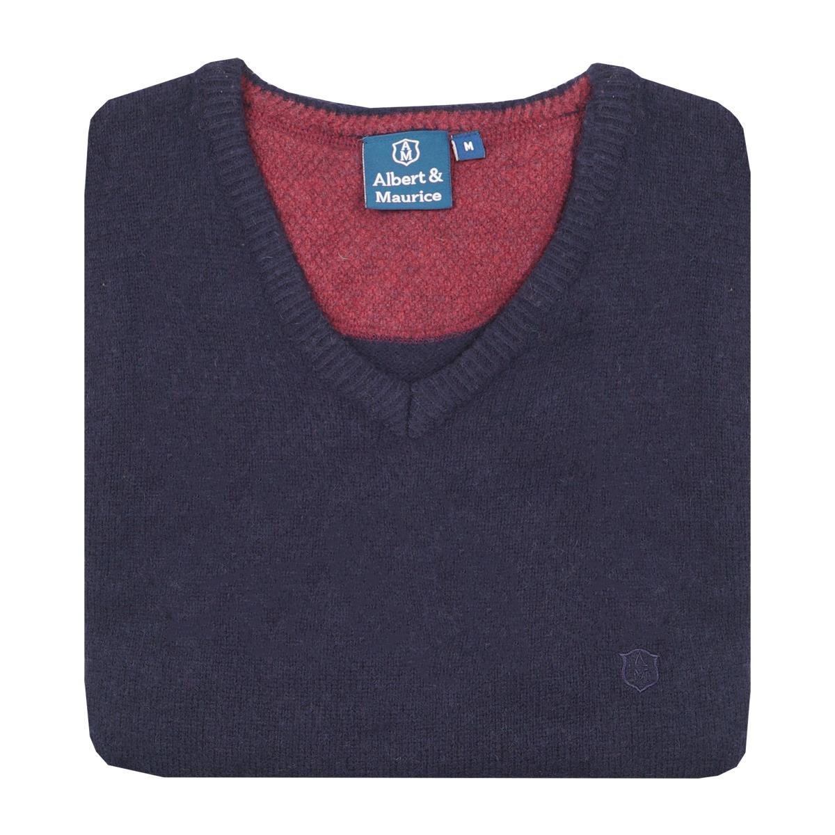 Albert and Maurice Mens Eastnor Navy Lambswool V Neck Jumper Questions & Answers