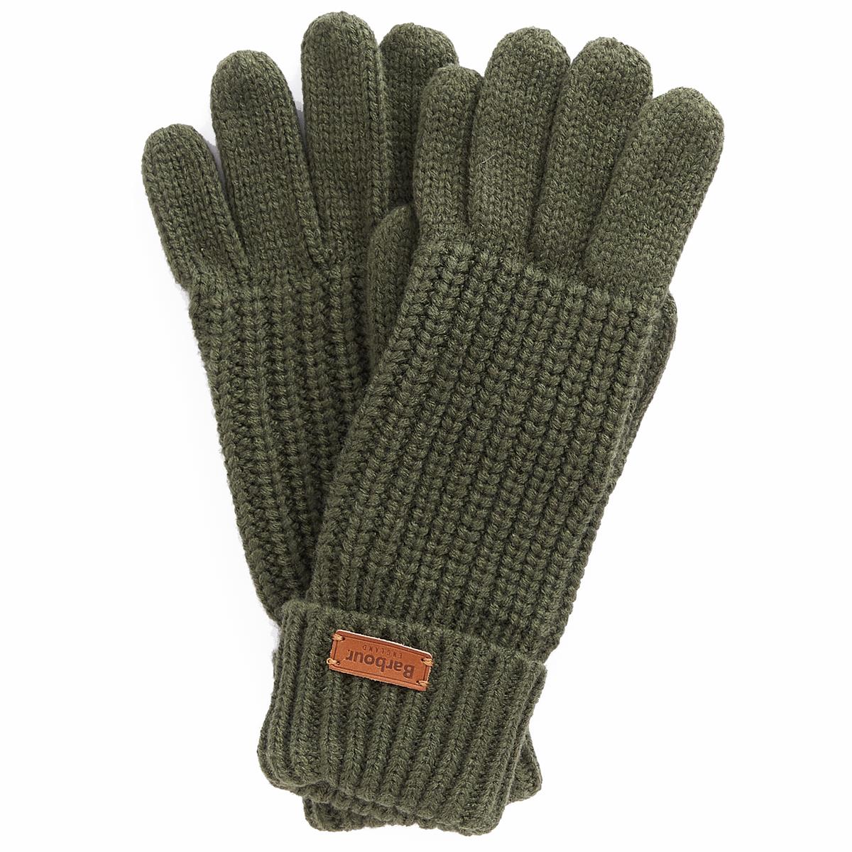 What type of fabric is used in the Barbour Women's Saltburn Knitted Gloves?