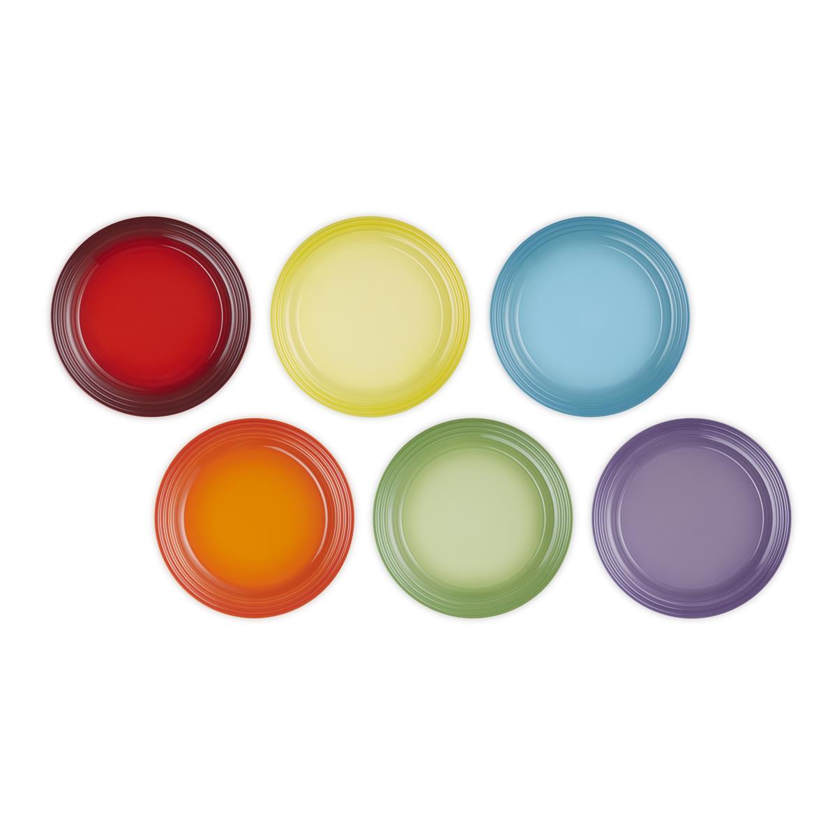 Le Creuset Stoneware Rainbow Set Of 6 Dinner Plates Questions & Answers
